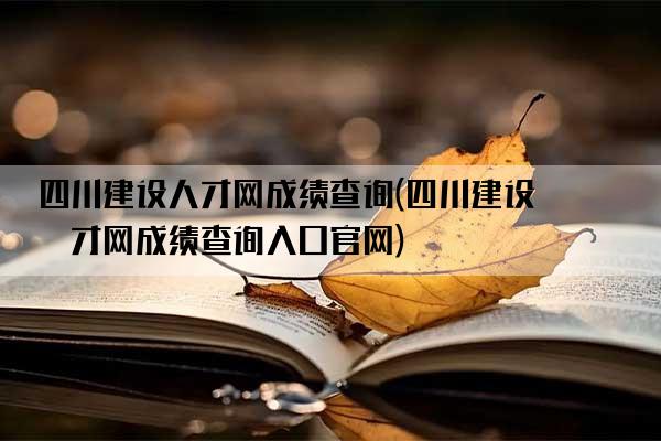 四川建设人才网成绩查询(四川建设人才网成绩查询入口官网)