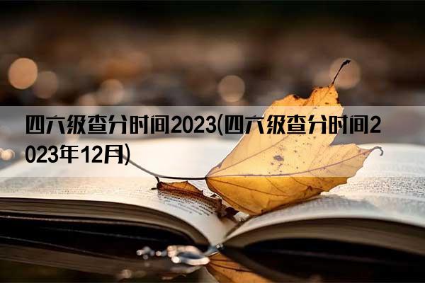 四六级查分时间2023(四六级查分时间2023年12月)