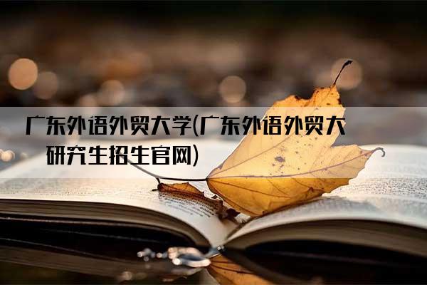 广东外语外贸大学(广东外语外贸大学研究生招生官网)